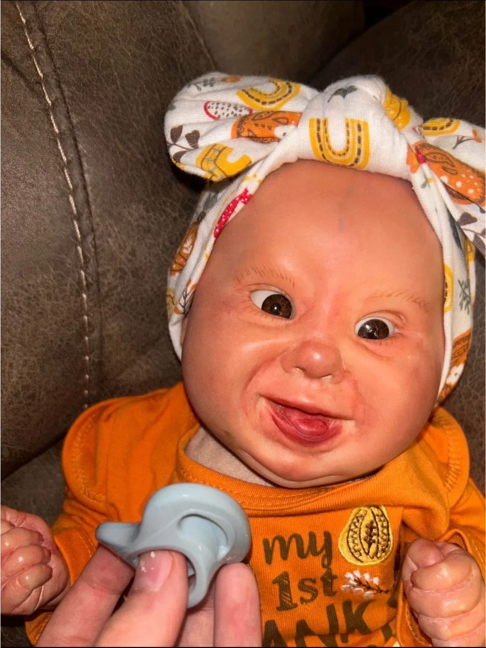 Baby Girls Orange Thanksgiving Outfit Set with Headband